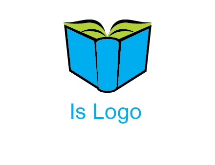 tilted open hardcover book logo