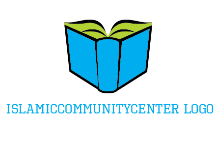tilted open hardcover book logo