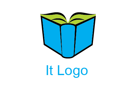 tilted open hardcover book logo
