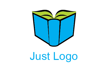 tilted open hardcover book logo