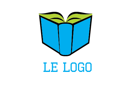 tilted open hardcover book logo