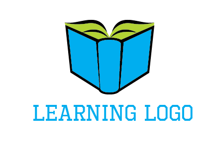 tilted open hardcover book logo
