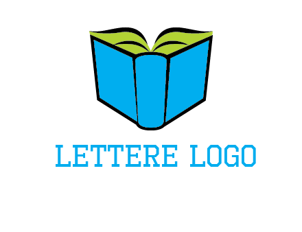 tilted open hardcover book logo