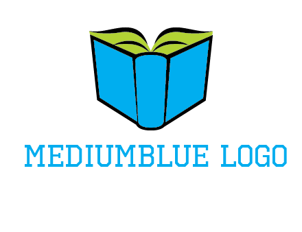 tilted open hardcover book logo