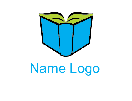 tilted open hardcover book logo