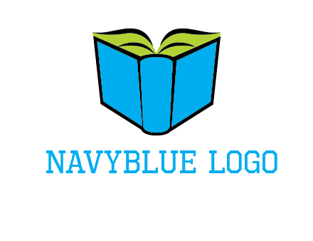 tilted open hardcover book logo