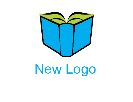 tilted open hardcover book logo