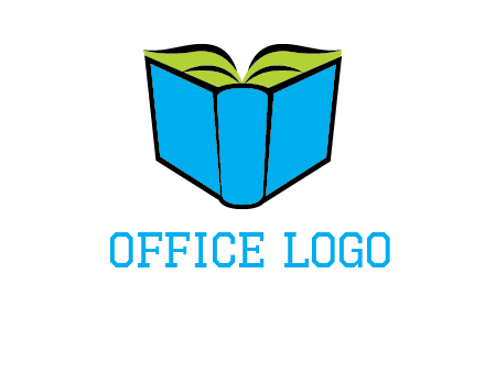 tilted open hardcover book logo