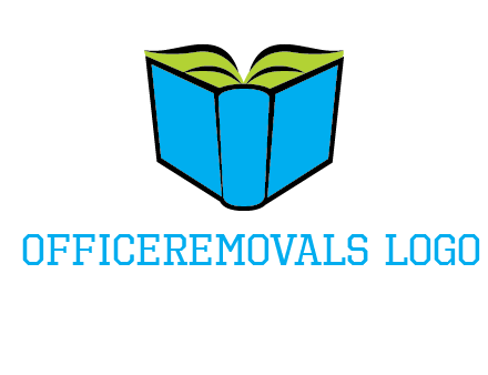 tilted open hardcover book logo