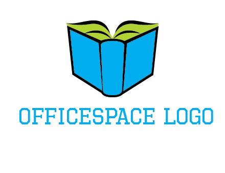 tilted open hardcover book logo