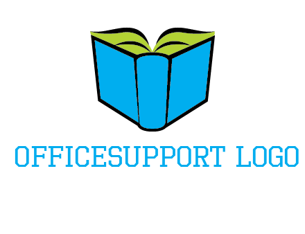 tilted open hardcover book logo