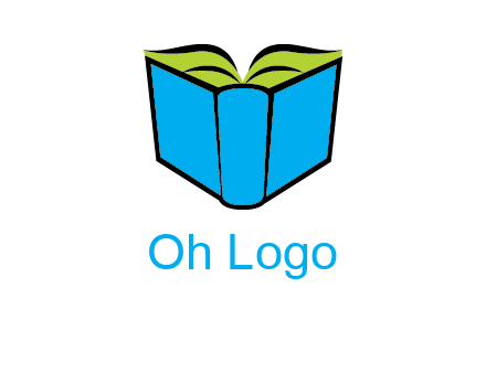 tilted open hardcover book logo