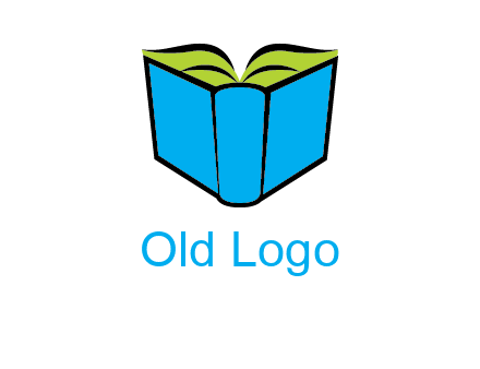 tilted open hardcover book logo