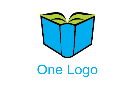 tilted open hardcover book logo