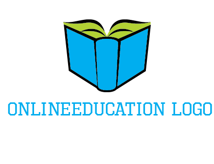 tilted open hardcover book logo