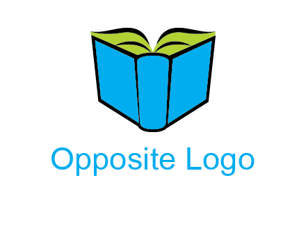 tilted open hardcover book logo