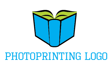 tilted open hardcover book logo