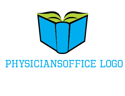 tilted open hardcover book logo