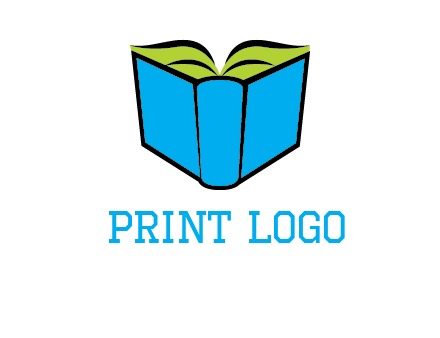 tilted open hardcover book logo