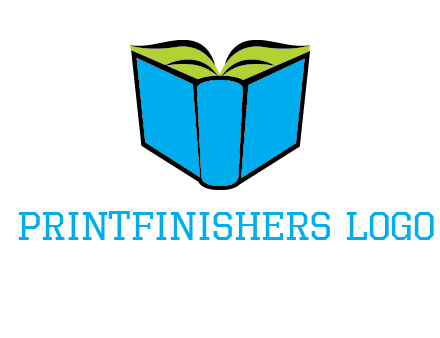tilted open hardcover book logo