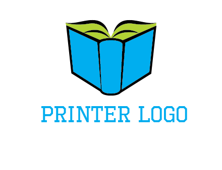 tilted open hardcover book logo