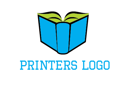 tilted open hardcover book logo