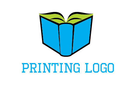 tilted open hardcover book logo