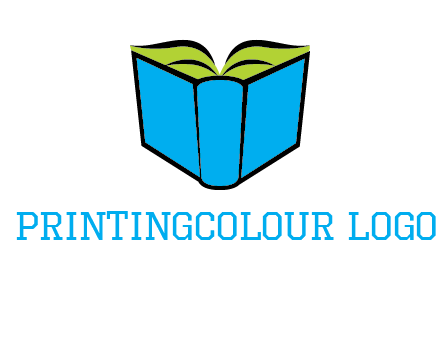 tilted open hardcover book logo