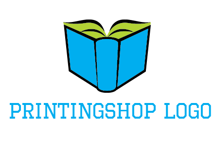 tilted open hardcover book logo