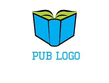 tilted open hardcover book logo