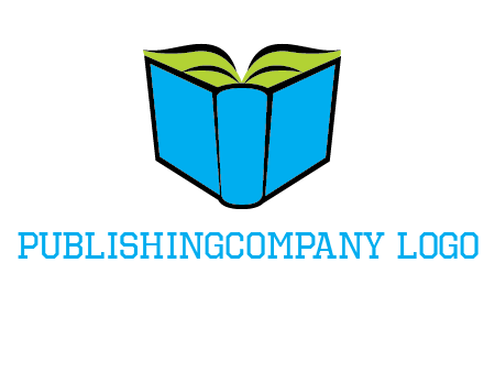 tilted open hardcover book logo