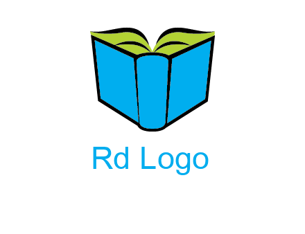 tilted open hardcover book logo