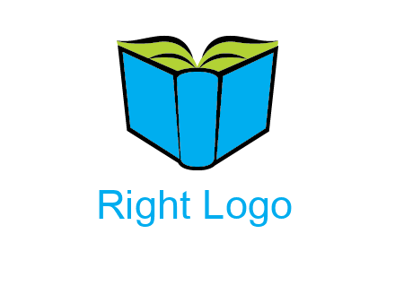 tilted open hardcover book logo