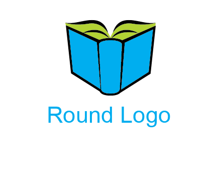 tilted open hardcover book logo