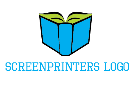 tilted open hardcover book logo
