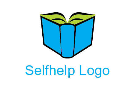 tilted open hardcover book logo