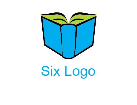 tilted open hardcover book logo