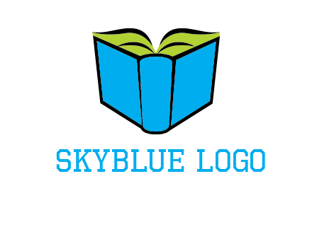 tilted open hardcover book logo