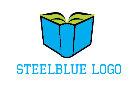 tilted open hardcover book logo