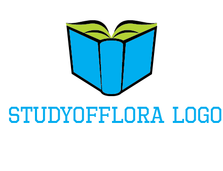 tilted open hardcover book logo