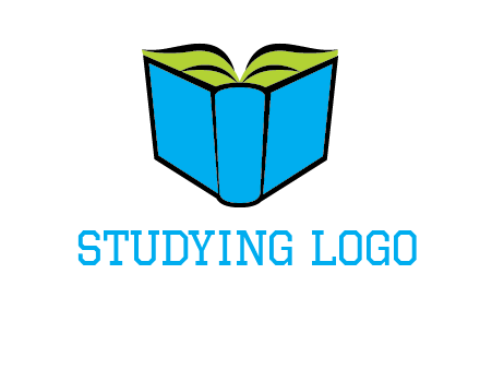 tilted open hardcover book logo