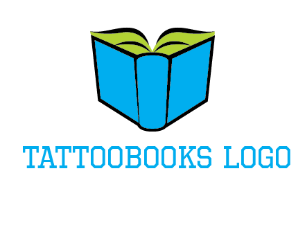 tilted open hardcover book logo