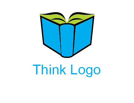 tilted open hardcover book logo