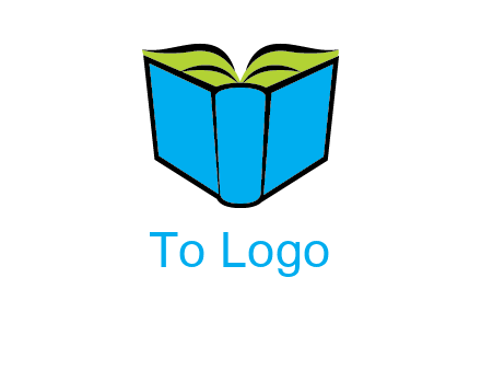 tilted open hardcover book logo