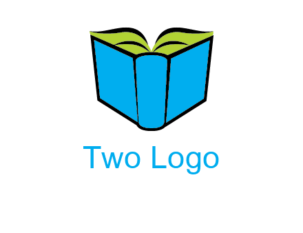tilted open hardcover book logo