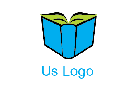 tilted open hardcover book logo