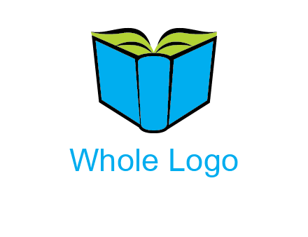 tilted open hardcover book logo