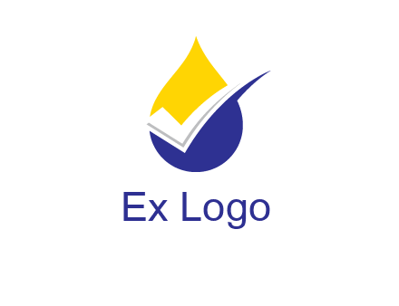 check mark inside liquid drop icon