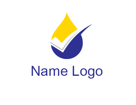 check mark inside liquid drop icon