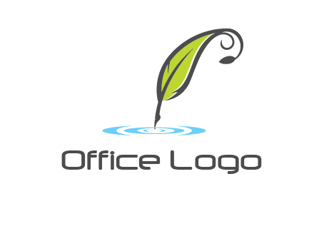 green quill poised on flat circle logo